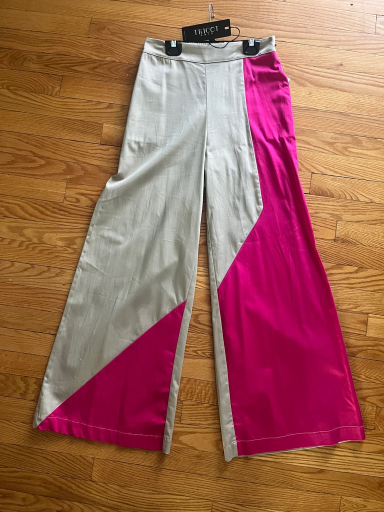 Colorblock Wide-Leg Pants In Hot Pink And Cream